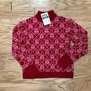 Duluth Trading Co Red & Pink Jacquard Mock-Neck Sweater